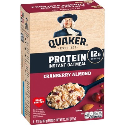 Quaker Protein Instant Oatmeal, Cranberry Almond, 12g 2.18 Ounce (Pack of 6)