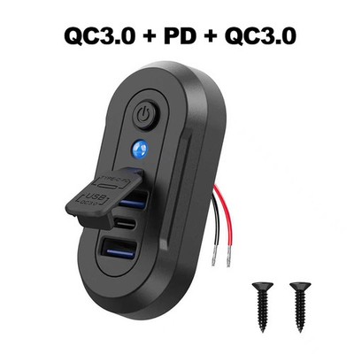 3-Ports Car USB Charger Socket PD 36W QC3.0 Fast Charge Adapter for Truck Boat