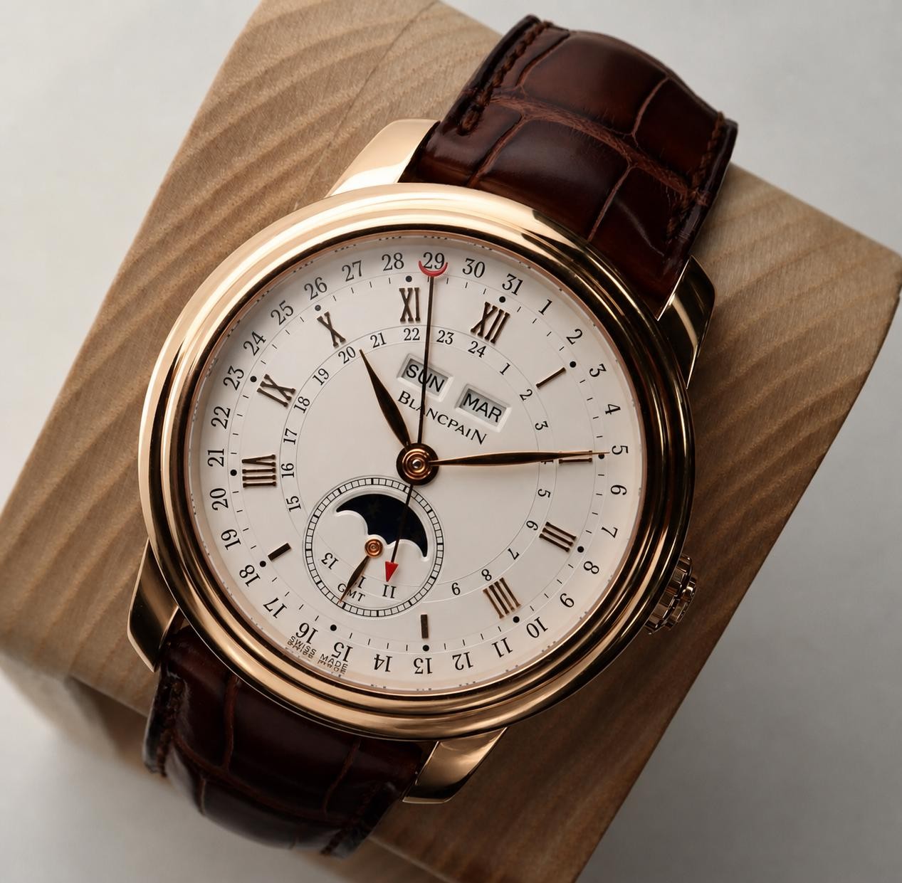Blancpain Le Brassus 42mm 4276-3642-55B 18K Rose Gold Silver Dial Watch