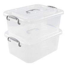 Clear Storage Boxes with Lids, 8 Liter Storage Bins Set of 2