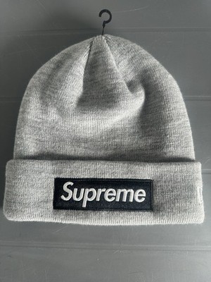 Supreme New Era Box Logo Beanie Heather Grey (FW22) | ON HAND +
