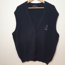 Vintage Pringle Nick Faldo Cardigan Size M Blue Wool Waistcoat Vest Golf 80s