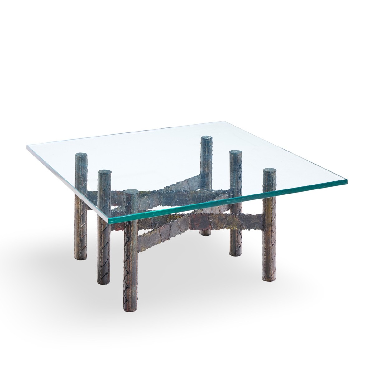 Paul Evans Brutalist Mid Century Patinated Steel and Bronze Coffee