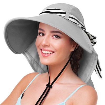 UPF 50+ Women's Wide Brim Sun Hat   Lightweight Foldable with Detachable Scar...