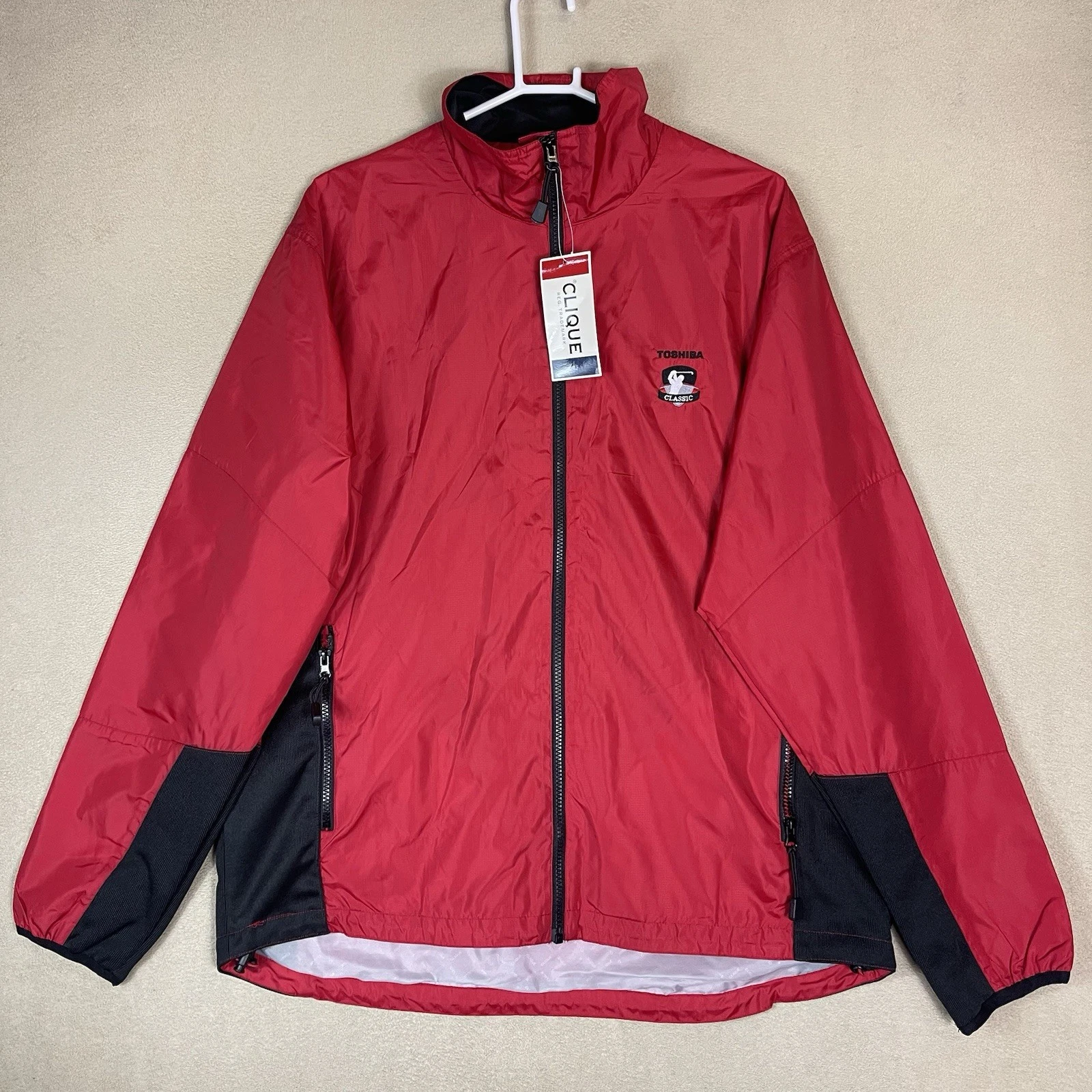 Clique Jacket Mens XL Red Toshiba Golf Classic Windbreaker Full Zip Lightweight