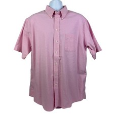 Stafford Men's 17.5 XL Pink Wrinkle Free Oxford Short Sleeve Button Down Shirt