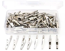 iexcell 100 Pcs 2 Inches / 51 mm Steel Alligator Clips Crocodile Clamps, Silv...