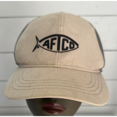 AFTCO Fishing Logo Print Beige Gray Trucker Hat Cap The Shirt Shop Strapback