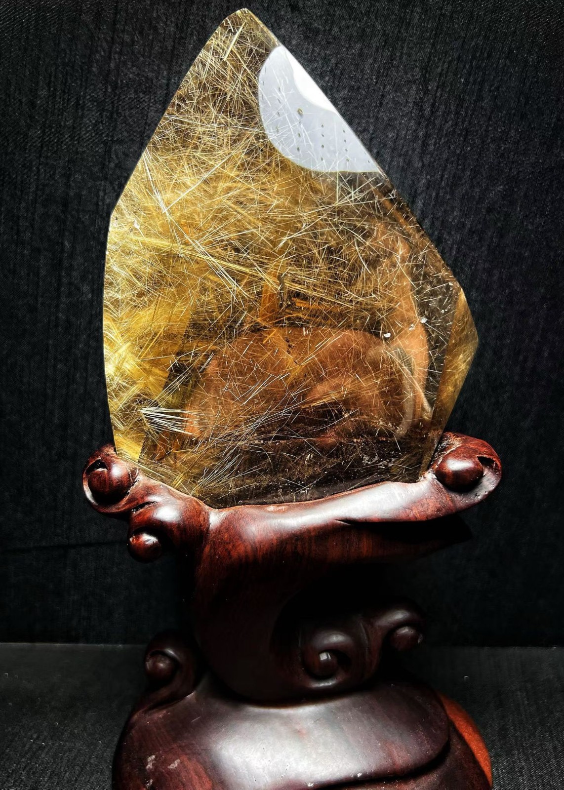 1.84LB Top Natural Rutilated crystal Quartz Mineral specimen reiki Decor+stand