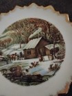 Vintage Currier & Ives Plate ~ Home in the Wilderness ~ Winter Log Cabin ~ Japan — photo 1