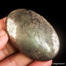 72g 57mm Natural Pyrite Palm Stone Fool's Gold Crystal Healing Stone Chakra