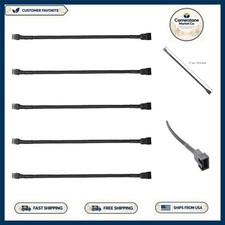 5-Pack 4-Pin/3-Pin Fan Extension Cables - 10.6" Braided Black