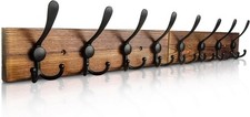 Coat Rack Wall Mount 1 Item-8 Hooks, Burnt Brown Plate  Black Hook
