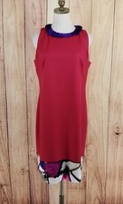 NWT Elie Tahari Sleeveless Wool Blend Venezia Dress Size 12 Ruby Satin Hem $448