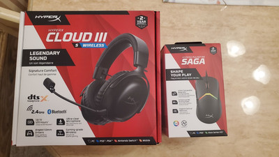 TWO Item Hyper X Combo  Cloud 3 Wireless Headset and Saga Mouse - ALL NEW IN BOX