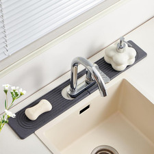 Stone Faucet Mat for Kitchen Sink with Oval Hole 23.6" 3.9" Diatomite Drying