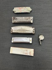 Lot of 5 Vintage Harmonicas Plus Small Whistle - Mixed Assorted Harmonica Lot