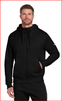 New NKDR1513 Nike Club Fleece Sleeve Swoosh Full-Zip Hoodie Men Black XL