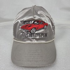 JJ Corvette Trucker Snapback Hat Metallic Silver With Red  63 Vette Logo Vintage