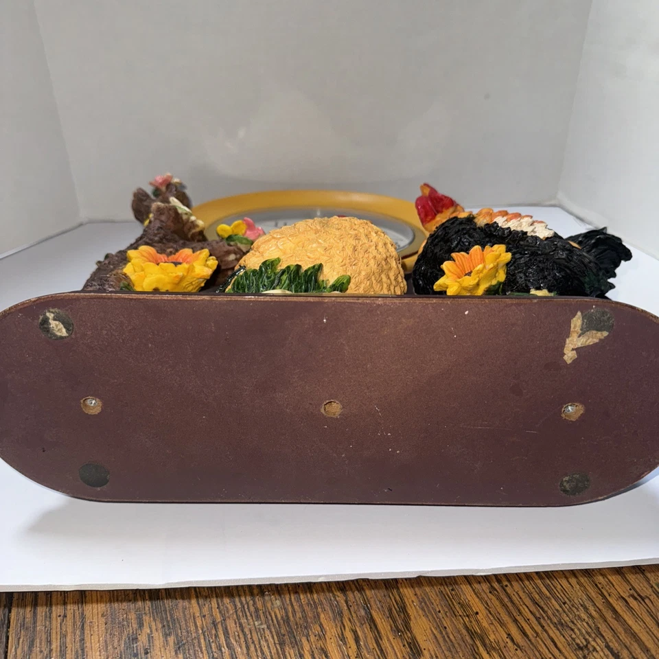 GRAN DETALLE Gallo Gallina y Pollito GRAN RELOJ DE CUARZO Árbol con FLORES Colección de Regalo Foto 4 de 4