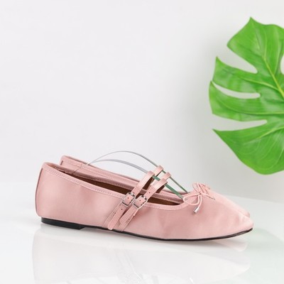 Madewell Womens Greta Mary Jane Ballet Flats Size 9 Pink Satin Bow Shoes  Squared | eBay