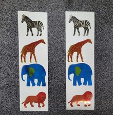 RARE ERROR HAMBLY STUDIOS "SAFARI ANIMALS" VINTAGE COLLECTABLE FOIL STICKERS