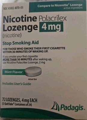 Polacrilex Lozenges 4mg Mint 72 Count Stoo Smoking Aid