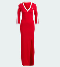 Adidas Originals Classic 3-Stripes Cotton Maxi Red Dress Women's Size X-Small