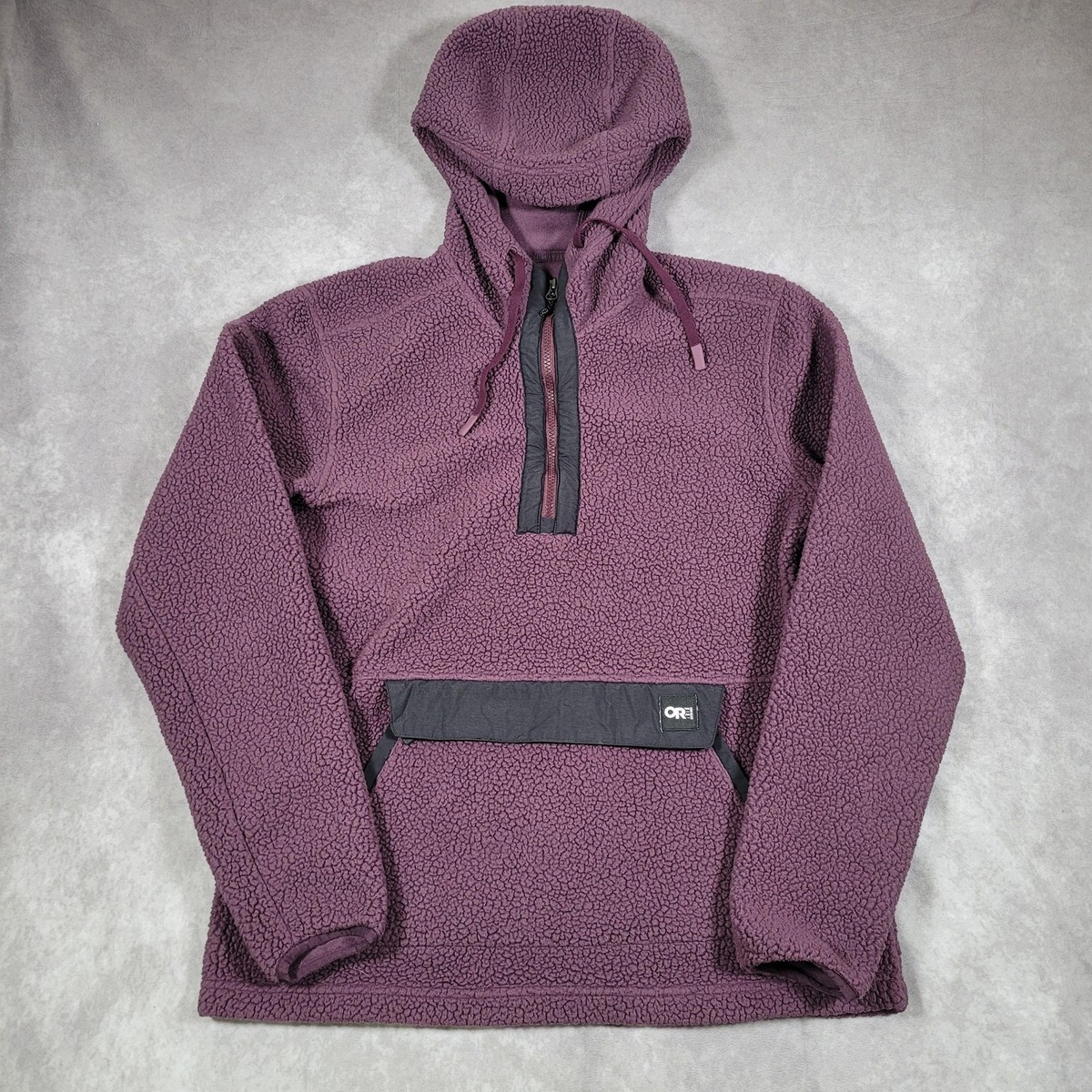 Outdoor Research Hoodie Mens Medium Purple Grayland Fleece 1/4 Zip