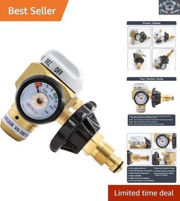 Brass Nitrogen Purge Control Valve Regulator & Flow Meter - 500 PSI