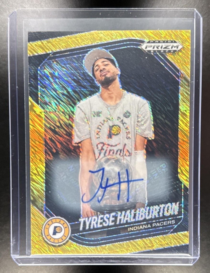2024-25 Prizm Black Basketball Tyrese Haliburton Gold Shimmer Auto /10