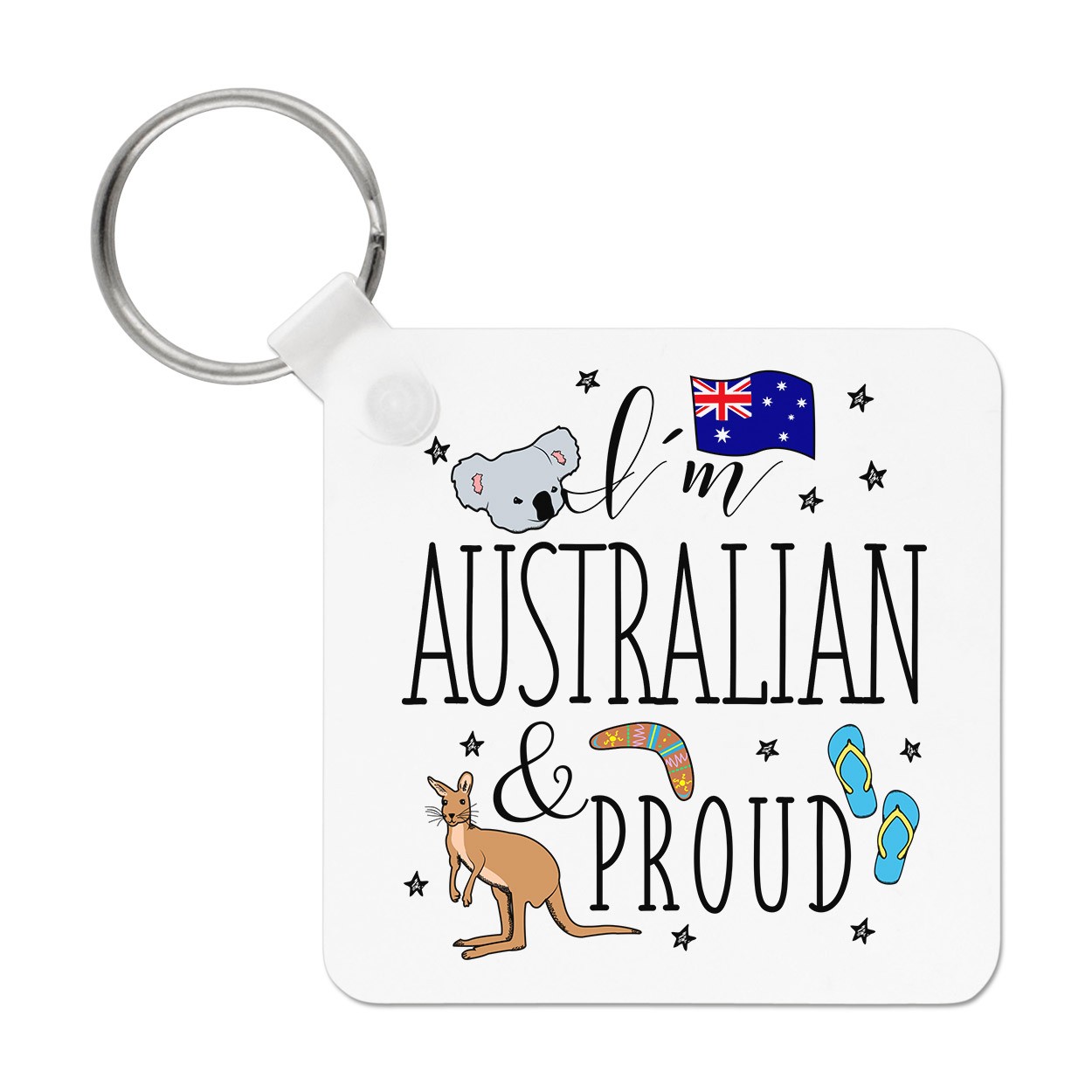 I'm Australian And Proud Keyring Key Chain - Australia Kangaroo Flag Funny