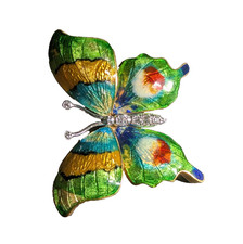 Vintage 18g Fine 18K Gold. Enamel Diamond Butterfly Brooch Pin Jewelry. No Res