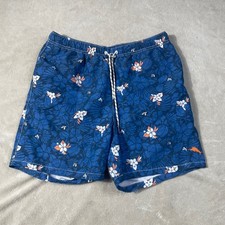 Tommy Bahama Relax Mens Blue Floral Swim Trunks Board Shorts L Print Marlin D