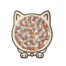 135-Piece Morandi-Colored Cat Shaped Wooden Jigsaw Puzzle, Cats Shaped Puzzle Ca