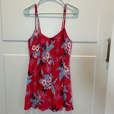 American Eagle Outfitters Red Floral Smocked Mini Dress Women's M Y2K Boho