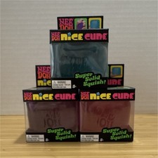    Nee Doh Nice Cube Super Solid Squish Lot of 3 - Pink, Purple, Blue   