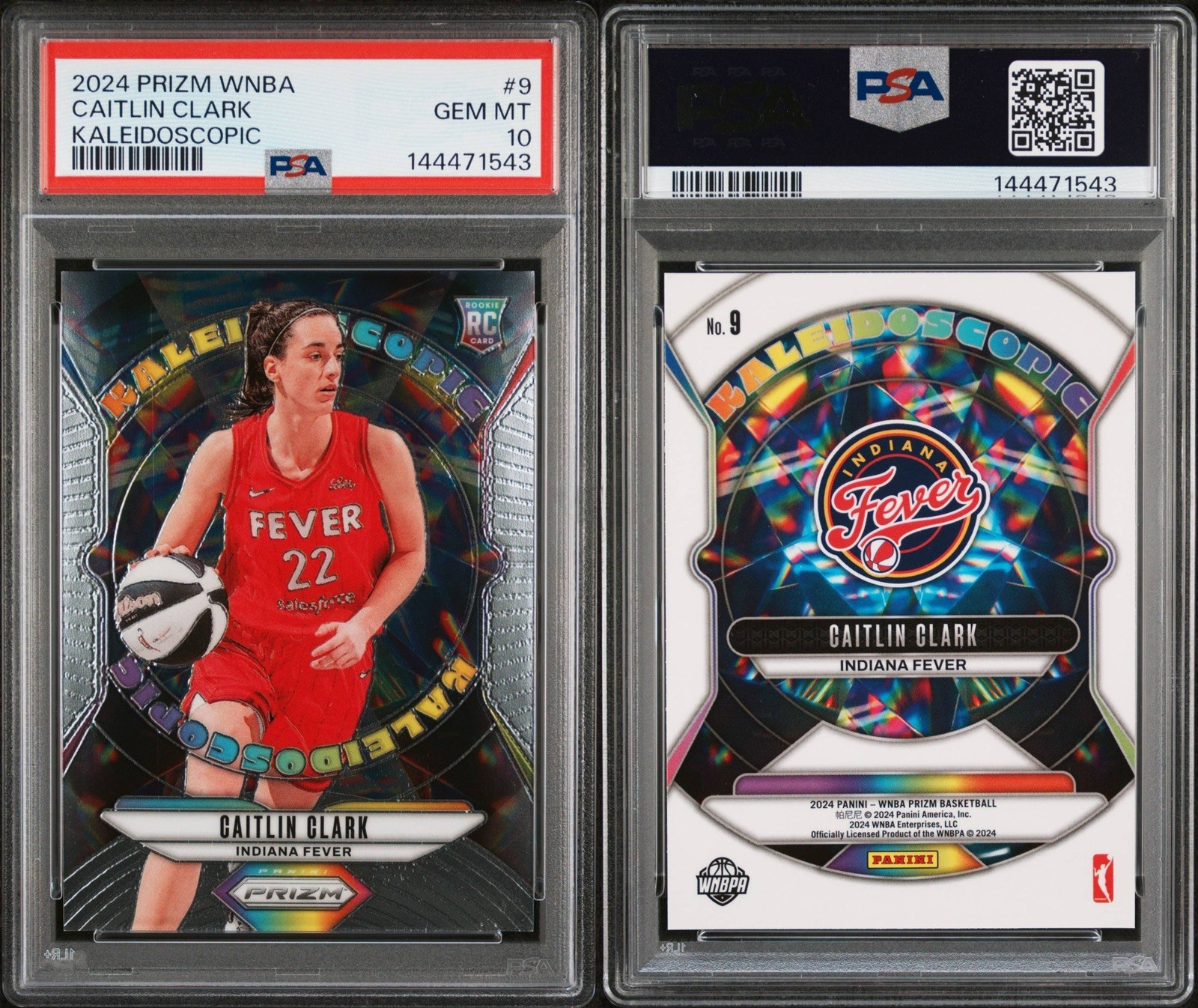 CAITLIN CLARK 2024 Panini Prizm WNBA KALEIDOSCOPIC Rookie RC PSA 10 Fever view 2