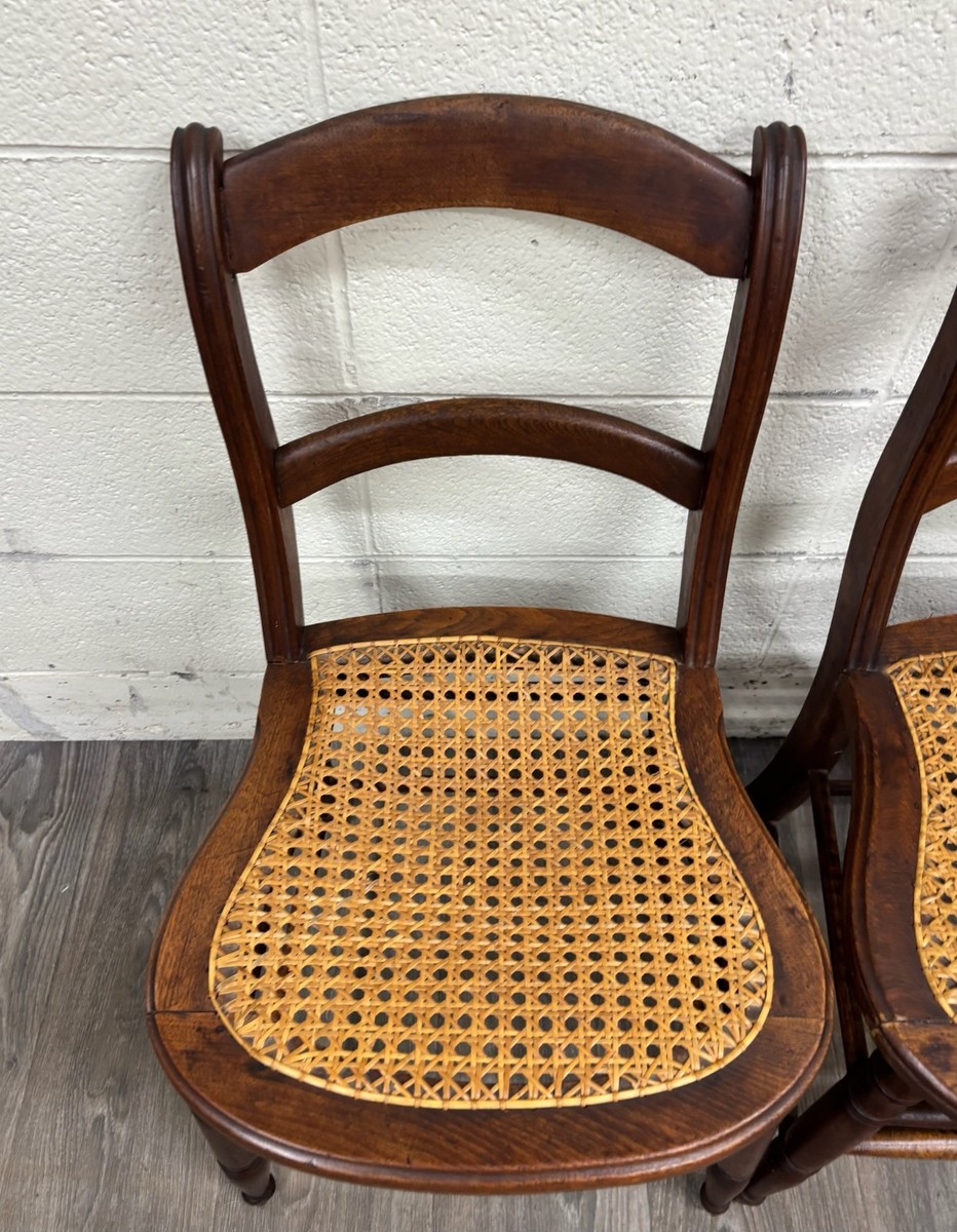 Vintage Victorian Eastlake Style Ladder Back Cane Seat Dining