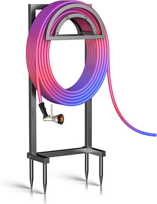 OLV Hose Holder Holds 150-ft Water Pipe, Outdoor Freestanding Heavy Duty Water H