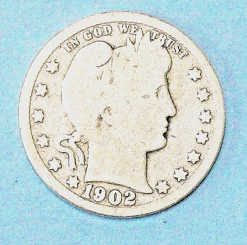 U.S.A ( 1 ) COIN  BARBER  QUARTER 1902   VERY GOOD    0.9000  SILVER