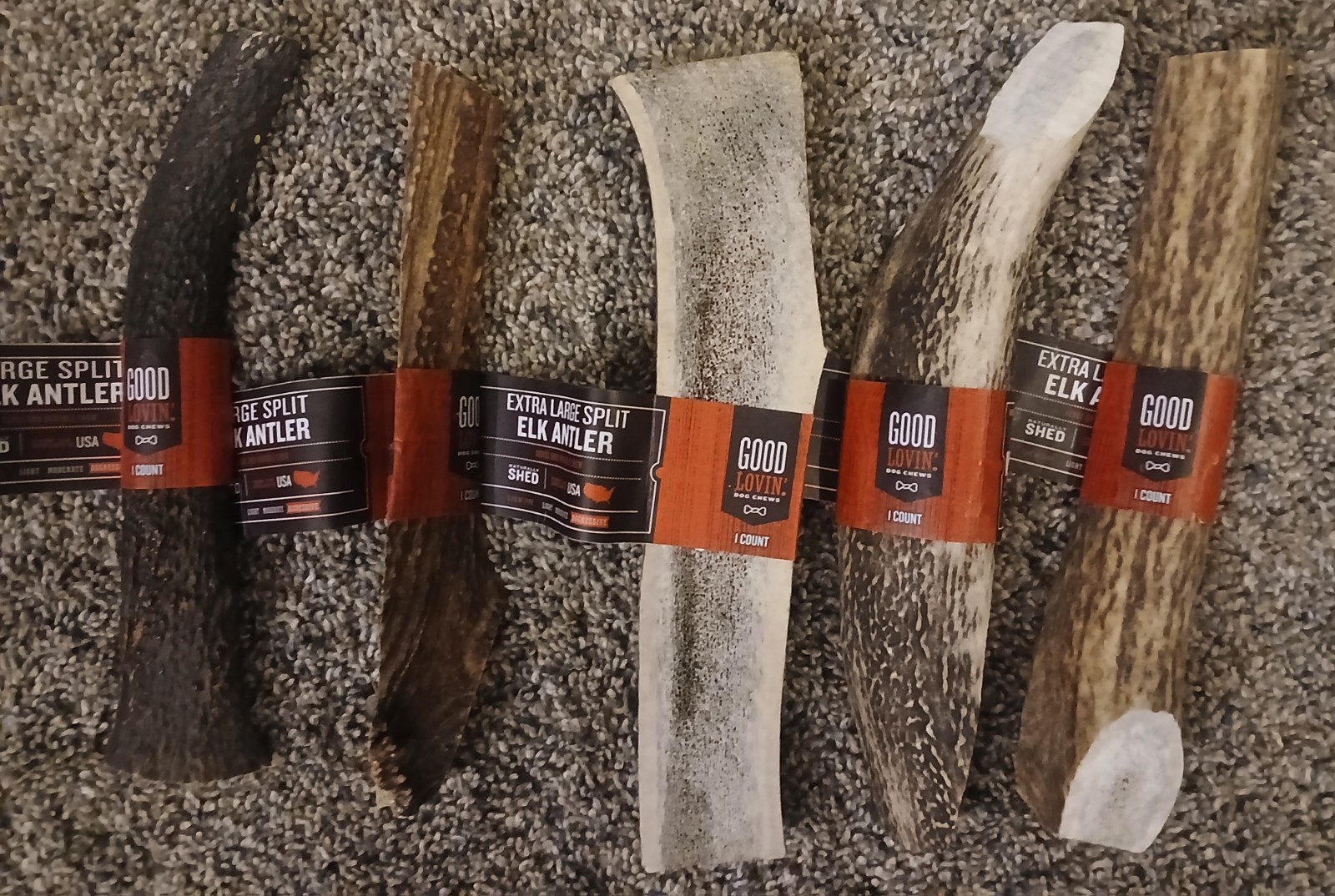 Good Lovin' Naturally Shed Split Elk Antler X-Large Dog Chews 5-pack 