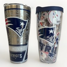 New England Patriots Tervis Tumbler Travel Cup Lot of 2 30oz Stainless 24oz Lids