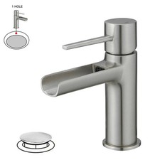 BWE 1-Hole Modern Bathroom Faucet w/ Drip-Free Valve in Brushed Nickel