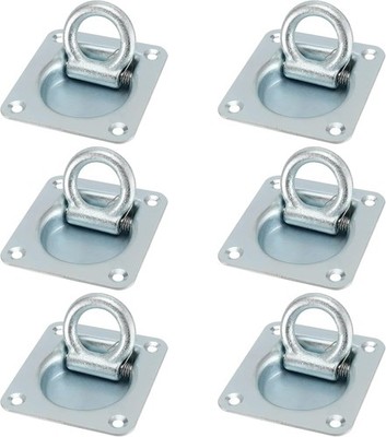 6 Pack Recessed D-Ring Tie Down Anchors, Heavy Duty Galvanized Steel Flush Mo...