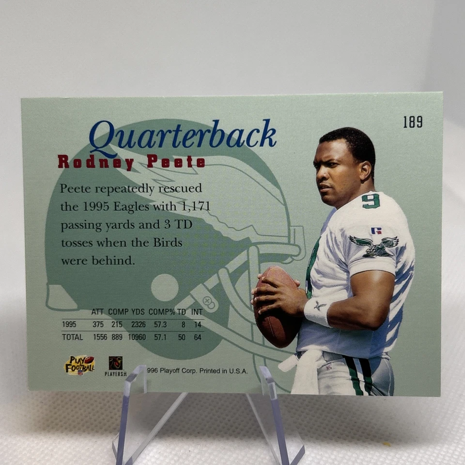 1996 Playoff Prime - Rodney Peete #189 B294 - Image 4 of 4