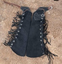 Western Men's Cowboy Chap Fringes Suede Leather Vintage Pant Men Riding Chap