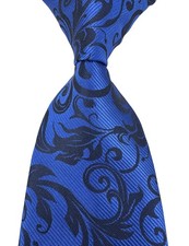 New Luxury Pattern Blue Black Jacquard Woven 100 Silk Men's Tie Necktie