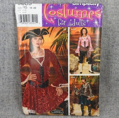 Simplicity 0509 Misses Pirate Top Skirt Pants Costume size 14-22 Plus Uncut