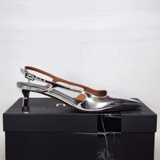 Size 7.5 (EU 38) - MAJE Fayna Silver Leather Strappy Heels - MFACH00695